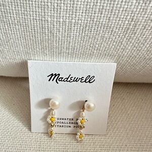 Madewell Yellow and Pearl Drop Earrings